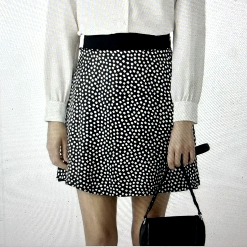 Kate Spade Silk Black & White Polka Dot Skirt A-Line